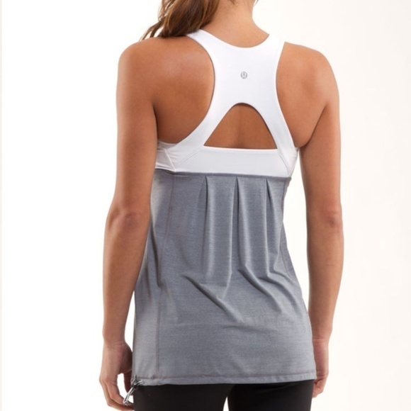 Lululemon Run Your Heart Out Tank Heathered Blurred Grey/White Possibly Size 6 - Picture 2 of 8